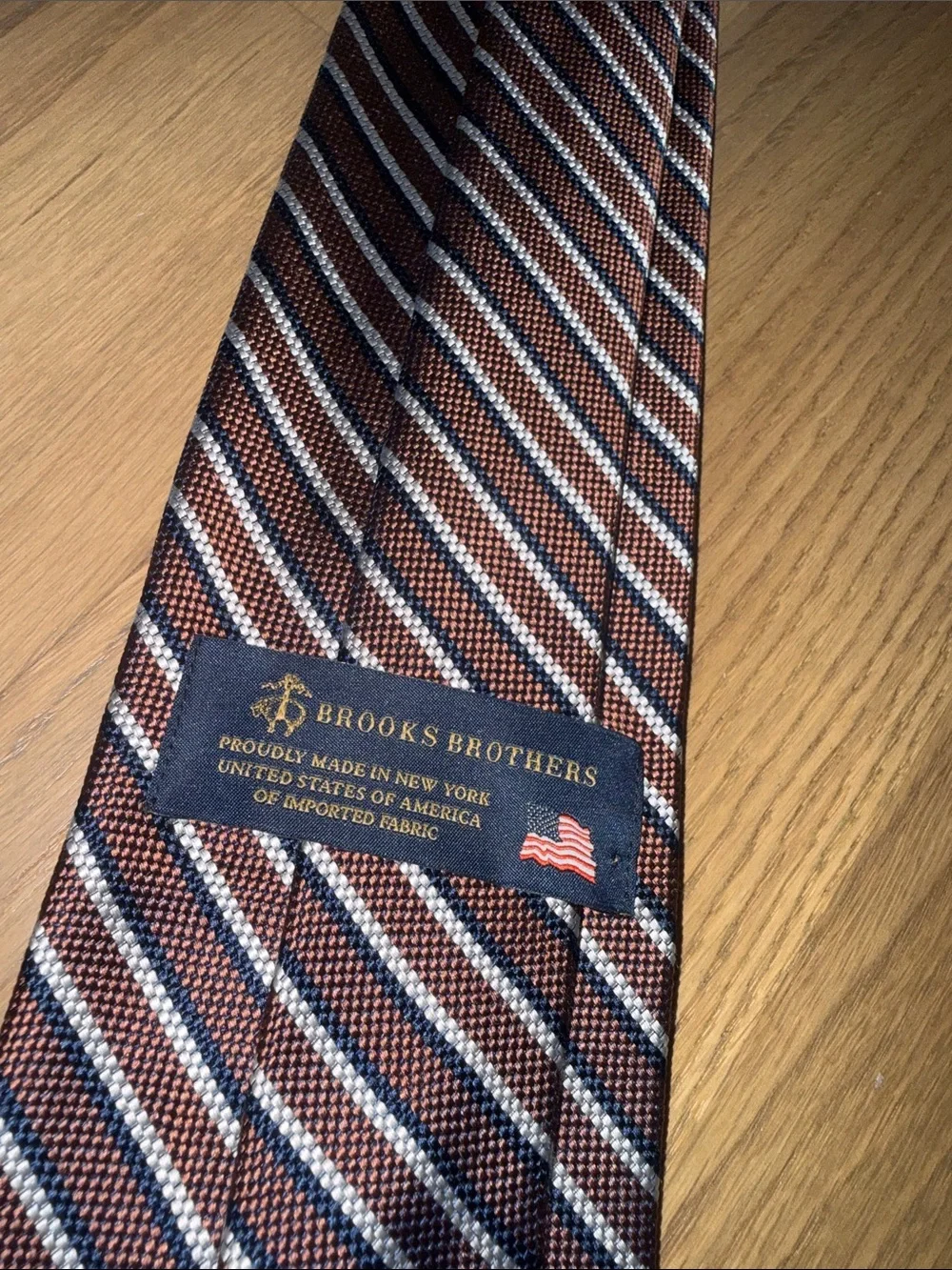 Brooks Brothers Striped Silk Tie with Cream and Navy Accents